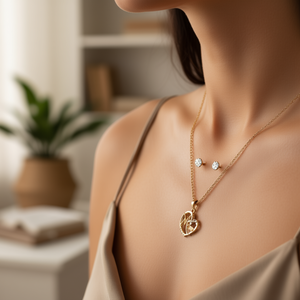 Conjunto de collar y aretes Linda Heart, chapado en oro, con cristales, joyería de moda para mujer - Product Image 2