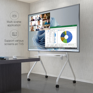 Support <span class=keywords><strong>TV</strong></span> à roulettes pour téléviseur de 55 à 100 pouces, support <span class=keywords><strong>TV</strong></span> au sol <span class=keywords><strong>avec</strong></span> roues pouvant contenir jusqu'à 220lb, chariot de télévision mobile réglable en hauteur - Product Image 3