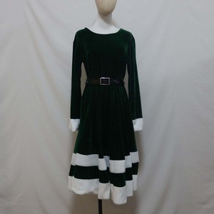 Disfraz Navideño de Terciopelo para Mujer, Modelo Señora Santa Claus, Color Verde y Rojo, FCDR-030, de HP - Product Image 6
