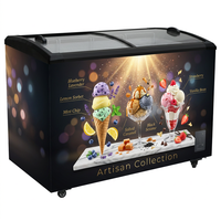 Congélateurs à crème glacée pour fabricants, congélateur commercial 80L +8 ℃ ~-25 ℃   Congélateur à glaces avec portes coulissantes en verre à vendre