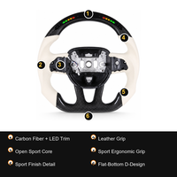 Volant sport en cuir et fibre de carbone personnalisé avec éclairage LED, style 3 branches, couleur de surpiqûre personnalisée, compatible avec Dodge Challenger Charger
