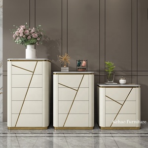 Commode de rangement en cuir microfibre, commode moderne, à superposer, de luxe, pour chambre à coucher, <span class=keywords><strong>armoire</strong></span> de rangement en marbre - Product Image 1