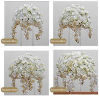 Bola Bunga Phalaenopsis Mawar Putih Buatan Berkualitas Tinggi, Dekorasi Meja Pernikahan Barat untuk Jendela, Pameran & Lamaran