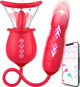 Rose <span class=keywords><strong>Sex</strong></span> <span class=keywords><strong>Toy</strong></span> - 3 in1 Rose Nippel Spielzeug mit <span class=keywords><strong>7</strong></span> Zungen lecken & 3 Schub Dildo Adult Sexspielzeug Klitoris G-Punkt Vibratoren - Product Image 2