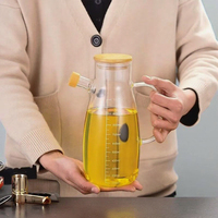 Bouteille à sauce en verre borosilicate de 1000 ml avec poignée, sans huile, pour cuisine, récipient alimentaire pour sauce soja et vinaigre