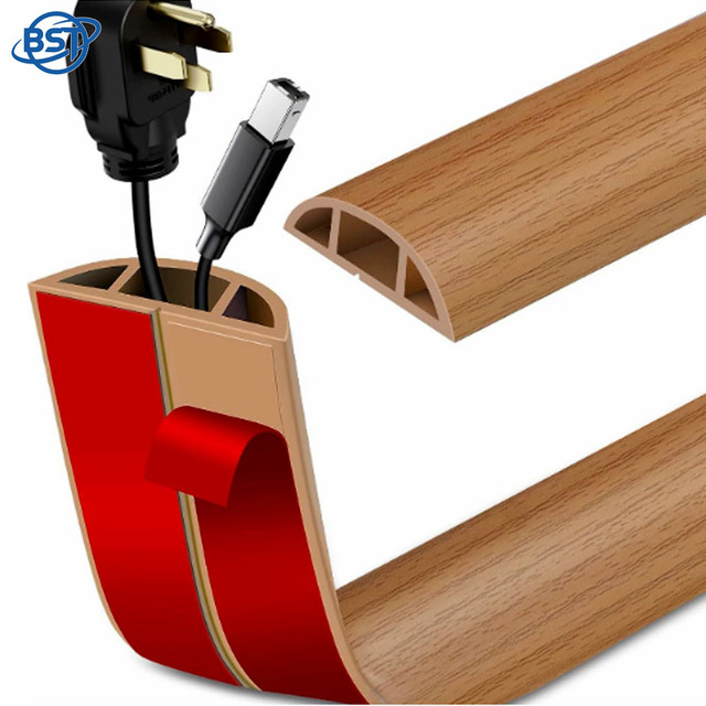 Self Adhesive PVC Floor Cable Cover Soft Curved Cable Raceway Floor Wire Protector Home Cord Concealer Waterproof Anti Trample