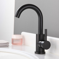 Robinet d'eau pour lavabo domestique en acier inoxydable 304 OEM ODM 360 °   Robinet à bec unique avec noyau de vanne en céramique, tuyau flexible rotatif