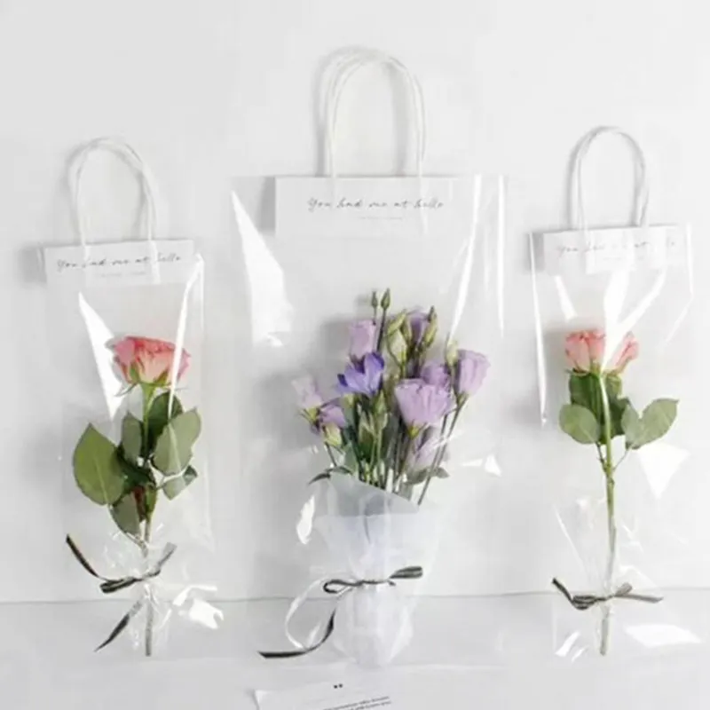 Sac à fleurs Transparent imperméable sac de transport de cadeaux Rectangle sac d'emballage Transparent pour Bouquet de fruits