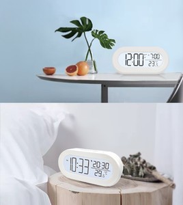 Cadeau de décoration Offre Spéciale horloge de table de bureau ovale moderne horloge de lit de corps d'alarme LCD numérique avec rétro-éclairage LED - Product Image 6