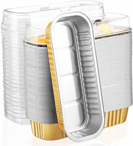Aluminum <b>Foil</b> Mini Cake Loaf Pans With Lids, 6.8oz Disposable Aluminum <b>Foil</b> Ramekins Baking Cups, Rectangle Mini Cup Cake Pans - Product Image 1