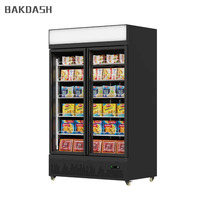 Congélateur commercial vertical à double porte en verre 965L pour supermarché