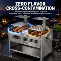 Barbecue extérieur au charbon de bois en acier inoxydable sur chariot avec hauteur réglable et grille Santa Maria