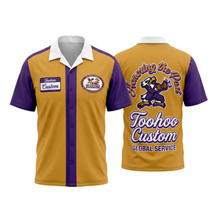 Sports High Quality Custom Logo Printed 3D Embroidery Short Sleeves <b>Bowling</b> Shirts 100% Polyester Unisex Breathable Shirts - Product Image 4