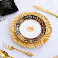 Assiettes rondes en céramique pour Restaurant, ensembles d'assiettes en porcelaine, vaisselle, assiettes, vaisselle