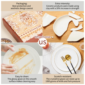 Bán buôn hiện đại vuông gốm đặt bữa ăn tối cho khách sạn & nhà hàng tùy chỉnh 16-24 cái trắng sứ Trung Quốc tấm bền Tính năng - Product Image 5