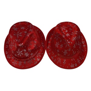 Sombrero Fedora Rojo Navideño con Estampado de Copos de Nieve, Unisex, para Fiestas, Invierno, Vacaciones - Product Image 1