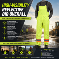 Salopette imperméable haute visibilité réfléchissante avec logo personnalisé sur poitrine, dos, côtés et cuisses pour le personnel de construction routière et de circulation