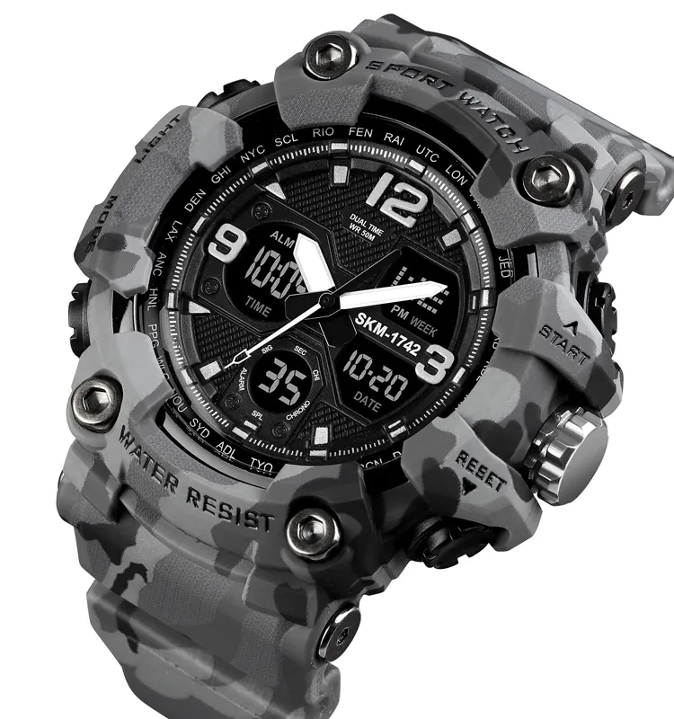 latest skmei 1742 analog wrist watch 5atm outdoor watches sport fashion digital and analog watch man