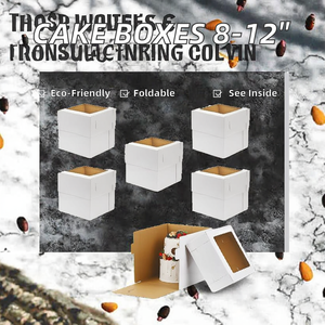Cajas de Pastel Cuadradas Blancas Clásicas en Oferta, Reciclables, Plegables, de Cartón Corrugado, con Forro de Esponja, Cierre Magnético, Varios Tamaños 8-12 - Product Image 2