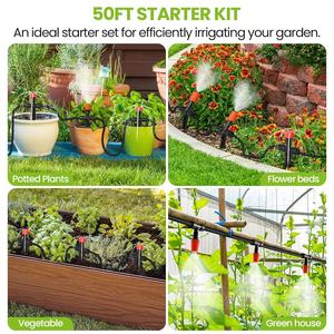 ड्रिप सिंचाई प्रणाली 50 फीट त्वरित कनेक्टर स्वचालित स्प्रिंकलर किट लॉन बिस्तर बाहरी ग्रीनहाउस 1/4 "ट्यूबिंग - Product Image 6