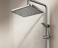 Système de colonne de douche moderne en bronze canon avec pommeau de douche carré, ensemble de douchette multi-modes pour la rénovation de salle de bain