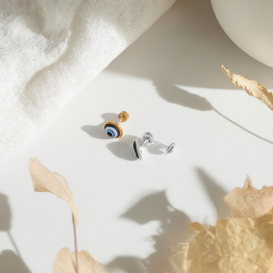 Orecchini a perno reversibili con occhio blu in acciaio inossidabile, gioielli piercing a doppio uso - Product Image 3