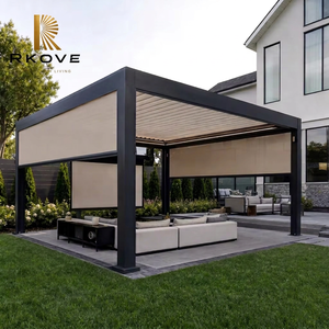 Pérgola Moderna de Aluminio RKOVE RK-C3 de 3*4m, Gazebo con Techo de Láminas, Pabellón para Patio Exterior con Toldo Lateral para Jardín - Product Image 6