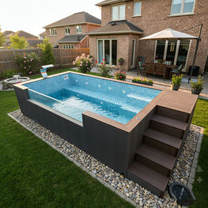 Fiberglass Mini Garden Swimming <b>Pool</b> Swim Spa <b>Above</b> <b>Ground</b> Wooden <b>Rectangle</b> Clear Acrylic Mobile Family-friendly <b>Pool</b> - Product Image 2