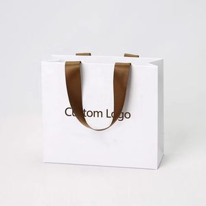 Sacs en papier personnalisés, sac cadeau, nouveautés, logo personnalisé, anniversaire, mariage, emballage de luxe, personnalisé, blanc, Saint-Valentin, Hopping <span class=keywords><strong>Ba</strong></span> - Product Image 4