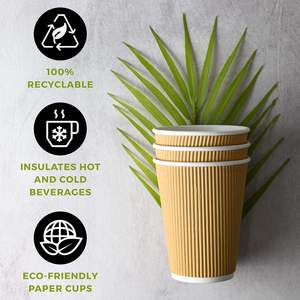 Vaso de Papel Desechable para Café, Doble <span class=keywords><strong>Pared</strong></span>, Ondulado, para Bebidas Calientes, con Logotipo Personalizado, para Llevar, Empaque para Bebidas de Cafetería, Suministro al por Mayor - Product Image 2