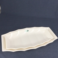 Assiette Créative Nordique en Mélamine de Qualité Alimentaire Écologique, Forme Irrégulière Allongée, avec Décalque Logo Restaurant, en Céramique et Plastique