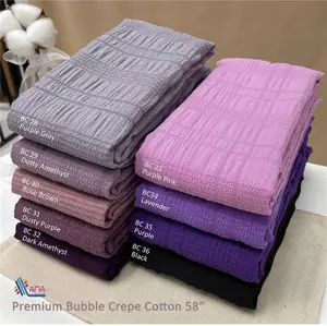 Thu Hoạch Fancy Cotton Polyester Puckered Bong Bóng Crepe Gingham Kiểm Tra Vải Cho Cô Gái Áo Sơ Mi Và Váy