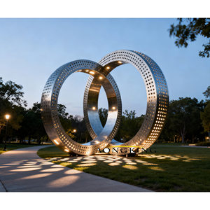 Sculpture moderne en métal, ornements décoratifs de jardin, géométrie de miroir en acier inoxydable abstrait de grande taille pour l'extérieur - Product Image 6