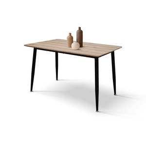 Eleonora Fixed <b>Dining</b> <b>Table</b> Rustic Oak Melamine Top Metal Base Internal Use - Product Image 1