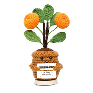 ของขวัญโครเชต์แนวบวกสีส้มสำหรับผู้หญิง<span class=keywords><strong>ดอกไม้</strong></span>ถักโครเชต์ผลไม้ดอกทานตะวันเชิงอารมณ์สำหรับตกแต่งบ้าน - Product Image 5