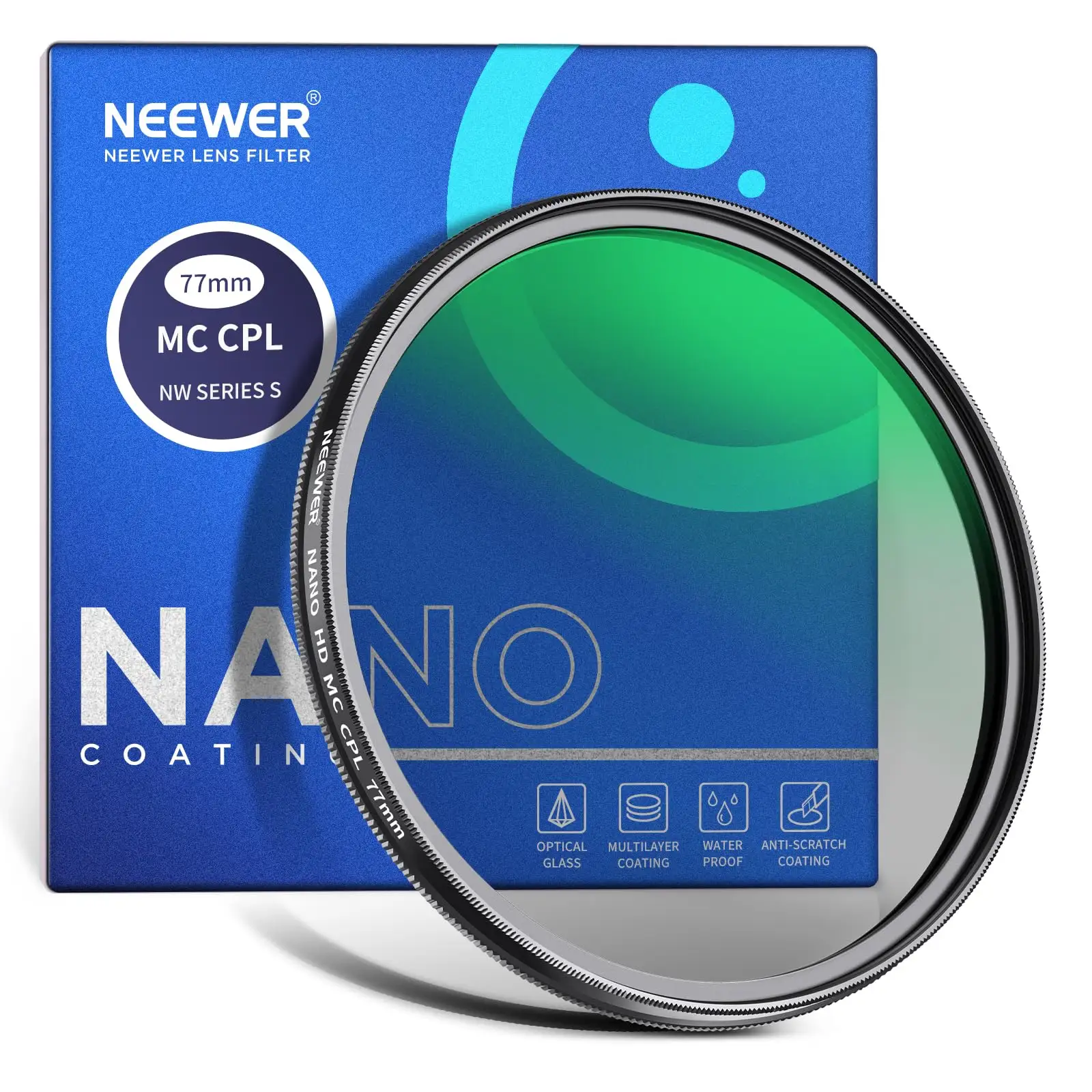 Cameralens Mc Cpl Filter Neawer 77Mm Polarisator Filter Mc Cpl Circulaire Polarisatiefilter Met Hd Optisch Glas