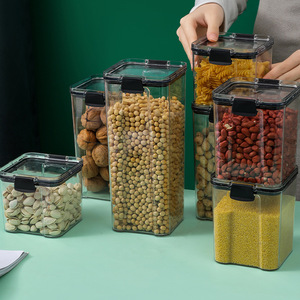 Food Grade Transparent Airtight Storage Jars Rectangle Shape For Grain Coffee Tea Beans Household Use With Plastic Lid - Product Image 1