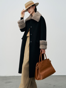 Ventes en gros à bas prix, <span class=keywords><strong>manteau</strong></span> en <span class=keywords><strong>laine</strong></span> mérinos et fourrure de vison pour femmes, début d'automne 2025, <span class=keywords><strong>manteau</strong></span> en <span class=keywords><strong>laine</strong></span> <span class=keywords><strong>beige</strong></span> d'hiver - Product Image 4