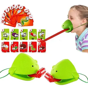 Masaüstü interaktif oyuncak ebeveyn-çocuk parti oyunu kurbağa dil dışarı komik oyuncak kertenkele maskesi iki oyuncu kart oyunu