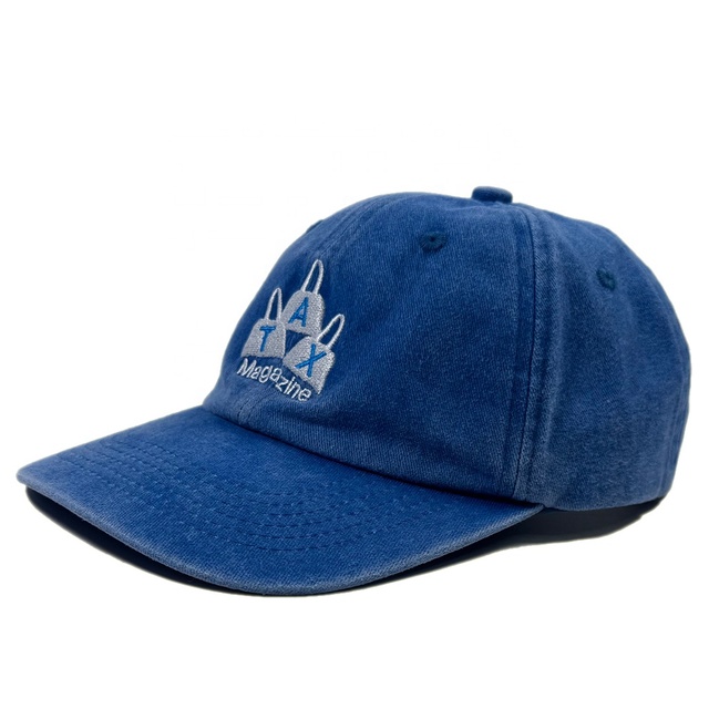 OEM Low Profile Vintage Blue Cotton Colorful Unisex 6 Panel Unstructured Baseball Dad Cap Custom Embroidery Design Washed Hat