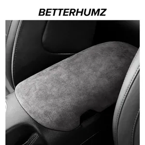 BETTERHUMZ Alcantara 포드 머스탱 2015-2022 인테리어 트림 자동차 앞 좌석 팔걸이 상자 패널 커버 스티커 자동차 액세서리