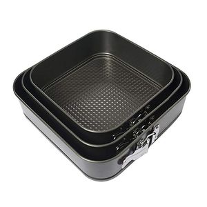 Lixsun, 3 uds., moldes para hornear pasteles de acero al carbono antiadherentes, juego de moldes para hornear cuadrados con forma de resorte - Product Image 3