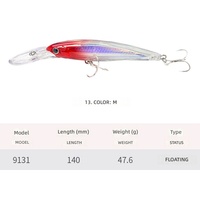 Umpan Pancing 140mm/476g Long Lip Hard Bait untuk Memancing di Laut Air Asin, Umpan Buatan Minnow Mengambang Lemparan Jauh Mirip Asli A9131