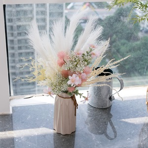 Bouquet de fleurs artificielles CallaFloral rose et blanc style séché, pour mariage et décoration intérieure CF01327 - Product Image 2