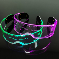 Lunettes de fête rectangulaires colorées clignotant lunettes de soleil LED sans fil en plastique lunettes LED néon rougeoyantes pour la fête