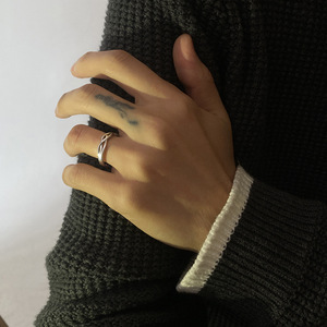 Men's Intertwined <b>Ring</b> Geometric Design Simple Style Open Index <b>Finger</b> <b>Ring</b> For Gift - Product Image 3