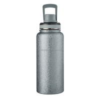 Bouteille de sport et de voyage en acier inoxydable à double paroi, imitation titane, avec couvercle, 32 oz/18 oz, en stock