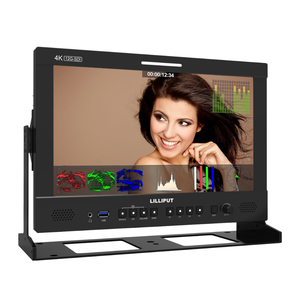 Nouveau moniteur de diffusion studio 13,3 pouces 4K 12G SDI IPS HDR à fibre optique avec haut-parleur intégré, compatible batterie V-lock et support d'éclairage - Product Image 1