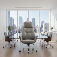 Fauteuil pivotant inclinable en cuir PU chromé moderne en gros, accoudoirs réglables, dossier haut confortable pour la maison, le bureau, l'hôpital