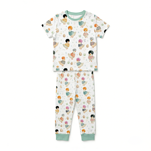 Ensemble de <span class=keywords><strong>pyjama</strong></span> pour garçons de <span class=keywords><strong>12</strong></span> <span class=keywords><strong>ans</strong></span>, en coton doux tricoté, imprimé animal, respirant, à manches courtes, 2 pièces, pour l'été - Product Image 1